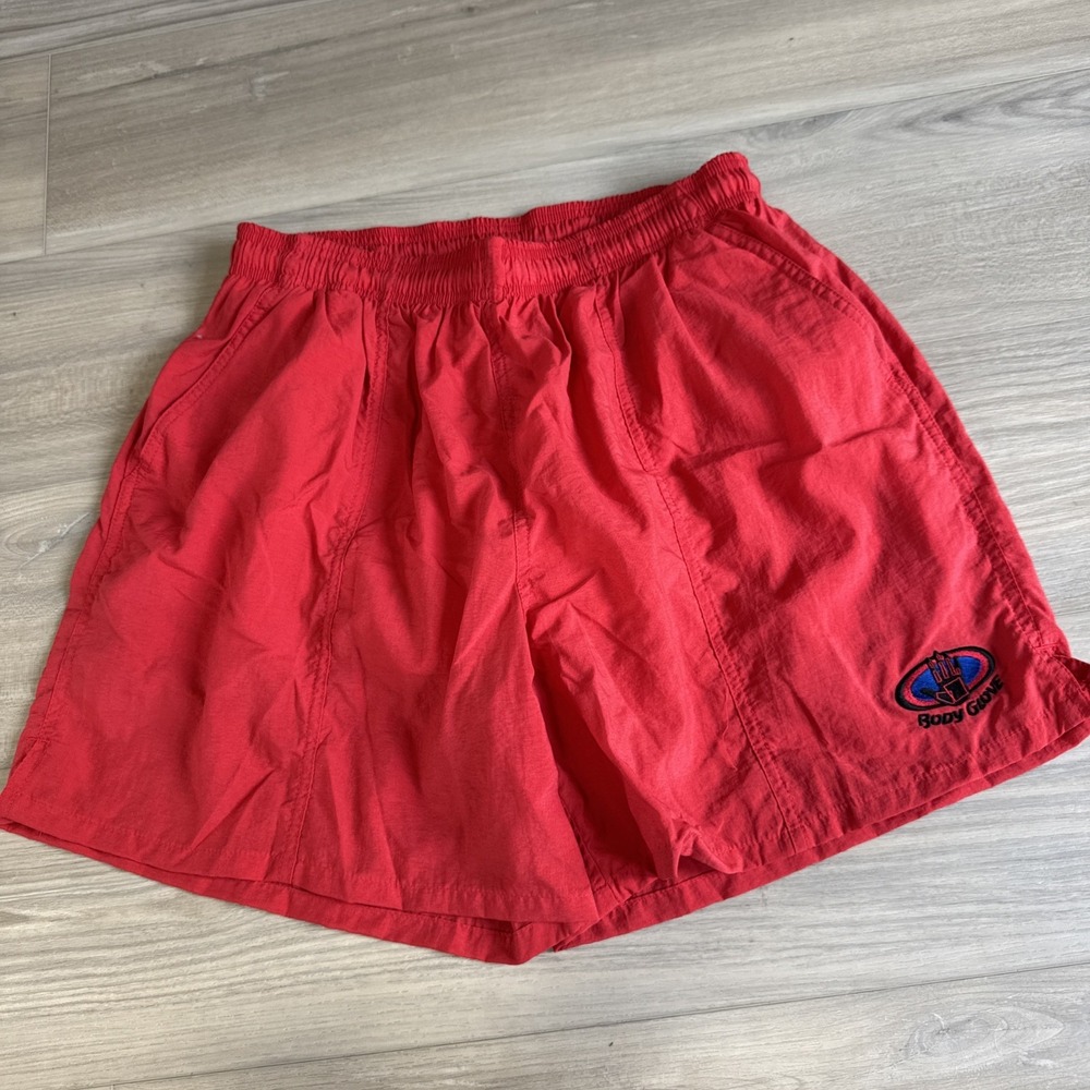 Vintage 90s Body Glove‎ Red Nylon Swim Shorts Trunks Men's XL Lined